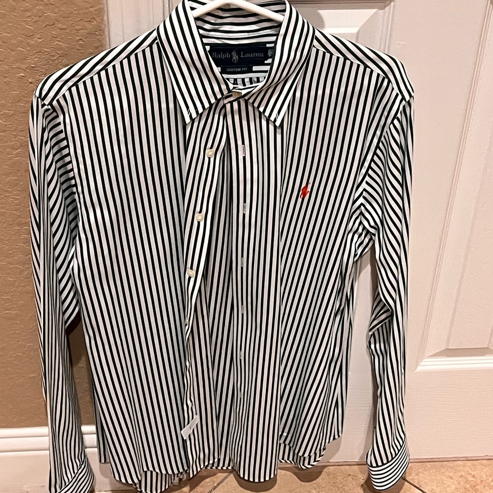Ralph Lauren Men’s Green & White Striped Button-Down Shirt